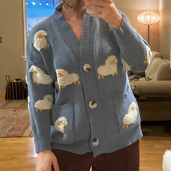 Sheep Embroidered Cardigan - Picture 2 of 2